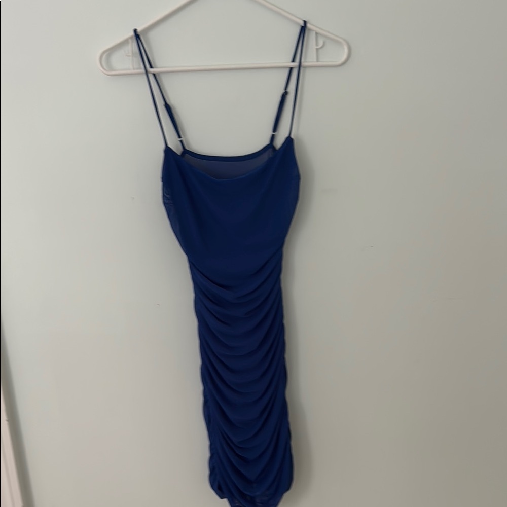 Elegant Blue Ruched Dress